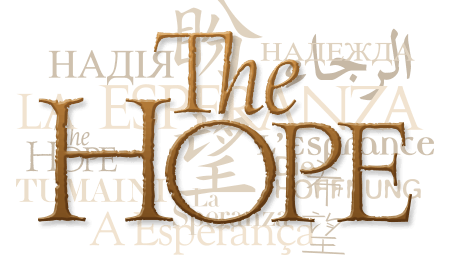 "The Hope" text in brown, surrounded by multilingual translations.